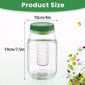 برطمان سلطة مع فتحة جانبية وحامل بهارات، زجاج شفاف بغطاء اخضر، 19 سم × 10 سم، امن للاستخدام في الميكروويف وغسالة الصحون، حاوية غداء محمولة للمكتب والسف