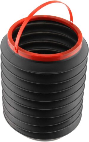 (قطعتان) سلة مهملات قابلة للطي للسيارة، أسود وأحمر، دلو بلاستيكي قابل للطي بمقبض، سعة 4.5 لتر، ارتفاع 25 سم، سلة مهملات محمولة للسيارة والمكتب وغرفة النوم والمطابخ