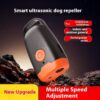 جهاز ذكي طارد للكلاب بالموجات فوق الصوتية، جهاز محمول قابل لإعادة الشحن مضاد للنباح، للاستخدام الداخلي والخارجي، إمكانية ضبط السرعة على عدة مستويات، أسود