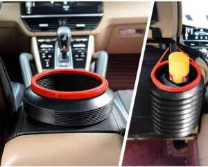 (قطعتان) سلة مهملات قابلة للطي للسيارة، أسود وأحمر، دلو بلاستيكي قابل للطي بمقبض، سعة 4.5 لتر، ارتفاع 25 سم، سلة مهملات محمولة للسيارة والمكتب وغرفة النوم والمطابخ