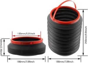 (قطعتان) سلة مهملات قابلة للطي للسيارة، أسود وأحمر، دلو بلاستيكي قابل للطي بمقبض، سعة 4.5 لتر، ارتفاع 25 سم، سلة مهملات محمولة للسيارة والمكتب وغرفة النوم والمطابخ