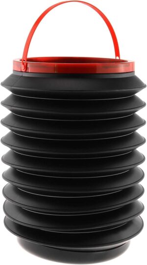 (قطعتان) سلة مهملات قابلة للطي للسيارة، أسود وأحمر، دلو بلاستيكي قابل للطي بمقبض، سعة 4.5 لتر، ارتفاع 25 سم، سلة مهملات محمولة للسيارة والمكتب وغرفة النوم والمطابخ