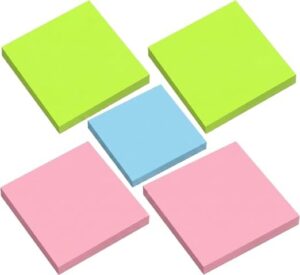 مجموعة من 500 ورقة من الملاحظات اللاصقة الملونة (5 قطع) - دفاتر مذكرات ذاتية اللصق للمكتب والمدرسة والمنزل (قد تختلف الألوان)