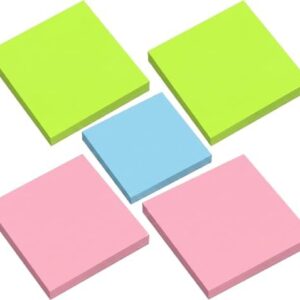 مجموعة من 500 ورقة من الملاحظات اللاصقة الملونة (5 قطع) - دفاتر مذكرات ذاتية اللصق للمكتب والمدرسة والمنزل (قد تختلف الألوان)