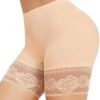 شورت داخلي للفساتين، مضاد للاحتكاك، ملابس داخلية قصيرة لتنحيف الفخذين، مزين بالدانتيل للنساء