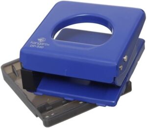 مثقب ورق معدني أزرق - مثقب ذو فتحتين، شديد التحمل، مناسب للمكاتب والمدارس والطلاب والمعلمين ومهام التنظيم المنزلي