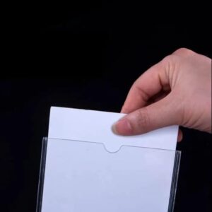 41LK3FMXk2L._AC_ حامل لافتات اكريليك A5 من ماي سوق ايج - حامل عرض مزدوج الجوانب على شكل حرف T بقاعدة انيقة باللونين الاسود والابيض - قائمة عمودية وحامل بطاقات للمكتب والبيع بالتجزئة والمناسبات
