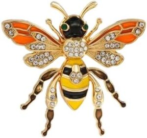 بروش نحلة من ماي سوق إيغ، مطلي بالمينا الذهبي ومرصع بأحجار الراين الكريستالية، دبوس حشرة للنساء والرجال، 4 × 4.2 سم