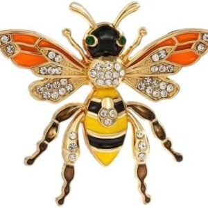 بروش نحلة من ماي سوق إيغ، مطلي بالمينا الذهبي ومرصع بأحجار الراين الكريستالية، دبوس حشرة للنساء والرجال، 4 × 4.2 سم