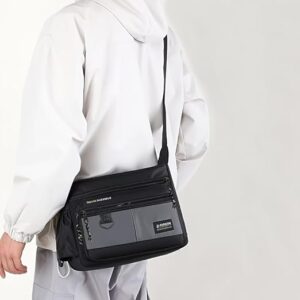 حقيبة كروس بودي رجالية أنيقة من ماي سوكيج، سوداء اللون، متعددة الجيوب بسحاب، سعة كبيرة، 24.5 × 19 × 8.5 سم - لون رمادي