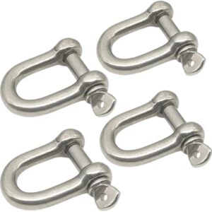 (4 قطع) أغلال من الفولاذ المقاوم للصدأ، أغلال على شكل حرف D، أغلال مستقيمة على شكل حرف D، خطاف لولبي للرافعات الثقيلة، حلقات الربط، الأحمال الثقيلة، خطاف صالة الألعاب الرياضية، كيس اللكم