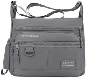 حقيبة كروس بودي رجالية أنيقة من ماي سوكيج، سوداء اللون، متعددة الجيوب بسحاب، سعة كبيرة، 24.5 × 19 × 8.5 سم - لون رمادي