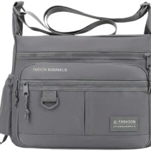 حقيبة كروس بودي رجالية أنيقة من ماي سوكيج، سوداء اللون، متعددة الجيوب بسحاب، سعة كبيرة، 24.5 × 19 × 8.5 سم - لون رمادي