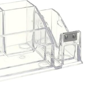 منظم مكتب أكريليك شفاف متعدد الأقسام، مثالي للمكتب والمنزل والمدرسة، لتنظيم الأقلام والملاحظات والبطاقات والأغراض الصغيرة على المكتب.