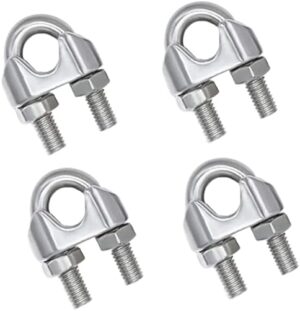 (4 قطع) مشابك كابلات أسلاك فولاذية مقاومة للصدأ، ملحقات لتعليق أشرعة الظل، مثبتات الأسقف (25 متر)