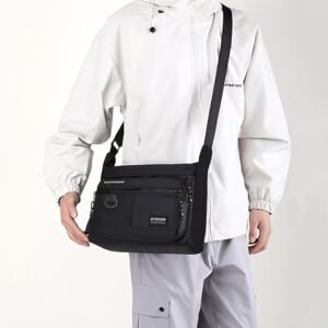 حقيبة كروس بودي رجالية أنيقة من ماي سوكيج، سوداء اللون، متعددة الجيوب بسحاب، سعة كبيرة، 24.5 × 19 × 8.5 سم - لون رمادي