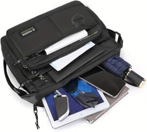 حقيبة كروس بودي رجالية أنيقة من ماي سوكيج، سوداء اللون، متعددة الجيوب بسحاب، سعة كبيرة، 24.5 × 19 × 8.5 سم - لون رمادي