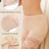 شورت داخلي للفساتين، مضاد للاحتكاك، ملابس داخلية قصيرة لتنحيف الفخذين، مزين بالدانتيل للنساء