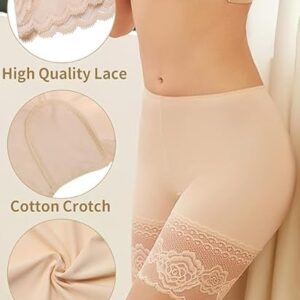 51Cwk-Jk-jL._AC_SY550_ شورت داخلي للفساتين، مضاد للاحتكاك، ملابس داخلية قصيرة لتنحيف الفخذين، مزين بالدانتيل للنساء