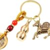 سلسلة مفاتيح فنغ شوي على الطراز الصيني مع حصان الأبراج، وخمس عملات إمبراطور، وقرعة نحاسية، وزينة لجلب البركة والثروة، هدية