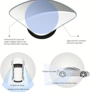 مرآة النقطة العمياء من ميسوقج، عدسة محدبة بزاوية واسعة قابلة للتعديل 360 درجة، عالية الوضوح، 5×5 سم، عبوة من قطعتين، للسيارات الرياضية متعددة الاستخدامات والشاحنات الصغيرة.