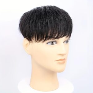 باروكة شعر قصيرة مستقيمة للرجال من متجر سوق ماي سوق، مع غرة، بتصميم طبيعي، قطعة شعر غير مرئية بمشابك، مناسبة لجميع ألوان البشرة