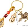 سلسلة مفاتيح فنغ شوي على الطراز الصيني مع حصان الأبراج، وخمس عملات إمبراطور، وقرعة نحاسية، وزينة لجلب البركة والثروة، هدية