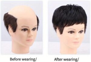 باروكة شعر قصيرة مستقيمة للرجال من متجر سوق ماي سوق، مع غرة، بتصميم طبيعي، قطعة شعر غير مرئية بمشابك، مناسبة لجميع ألوان البشرة