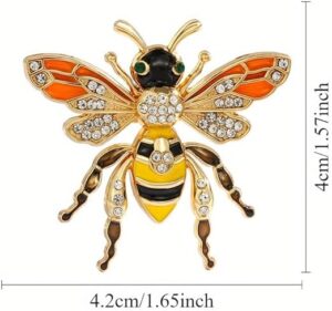 بروش نحلة من ماي سوق إيغ، مطلي بالمينا الذهبي ومرصع بأحجار الراين الكريستالية، دبوس حشرة للنساء والرجال، 4 × 4.2 سم