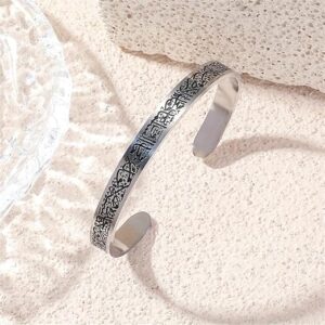 سوار إسلامي بآية الكرسي، مصنوع من الفولاذ المقاوم للصدأ، منقوش عليه الخط العربي، تصميم مفتوح، 18 سم