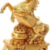 تمثال صغير لحصان ينهض على طريقة فنغ شوي، ذهبي اللون، مصنوع من مادة PVC، 8 سم، تمثال مبارك لجلب الثروة والبركة في السنة الصينية الجديدة، ديكور عام الحصان 8×6×2.7 سم