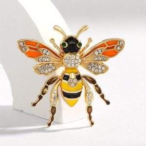 بروش نحلة من ماي سوق إيغ، مطلي بالمينا الذهبي ومرصع بأحجار الراين الكريستالية، دبوس حشرة للنساء والرجال، 4 × 4.2 سم