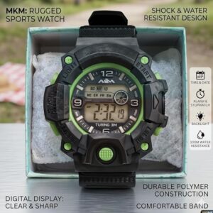 61rZhau-S4L._AC_SX679_ ساعة رياضية رقمية متينة للرجال - ساعة يد تكتيكية بتصميم عسكري، شاشة عرض توقيت مزدوجة، ساعة توقيت، منبه، وإضاءة خلفية LED - سوار بوليمر مقاوم للصدمات
