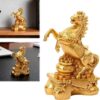 تمثال صغير لحصان ينهض على طريقة فنغ شوي، ذهبي اللون، مصنوع من مادة PVC، 8 سم، تمثال مبارك لجلب الثروة والبركة في السنة الصينية الجديدة، ديكور عام الحصان 8×6×2.7 سم