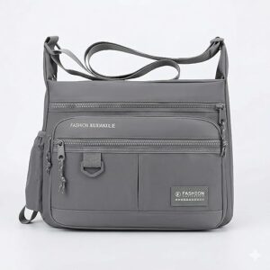 حقيبة كروس بودي رجالية أنيقة من ماي سوكيج، سوداء اللون، متعددة الجيوب بسحاب، سعة كبيرة، 24.5 × 19 × 8.5 سم - لون رمادي