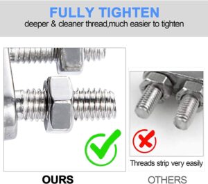 (4 قطع) مشابك كابلات أسلاك فولاذية مقاومة للصدأ، ملحقات لتعليق أشرعة الظل، مثبتات الأسقف (25 متر)