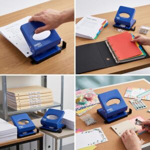 مثقب ورق معدني أزرق - مثقب ذو فتحتين، شديد التحمل، مناسب للمكاتب والمدارس والطلاب والمعلمين ومهام التنظيم المنزلي