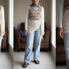 متجر ماي سوق [قطعة واحدة] تنورة كروشيه ملفوفة، بيج، شبك محبوك، رباط عند الخصر، غطاء للشاطئ، حافة غير متماثلة 170 × 70 سم
