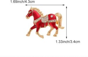 دبوس بروش على شكل حصان مطلي بحجر الراين من ميسوق، ذهبي اللون، 1.7 × 1.35 انش، اكسسوار معطف بدلة للنساء بلون ازرق