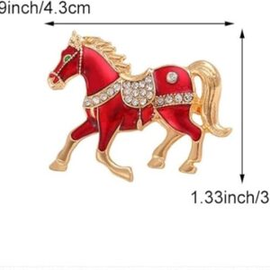 دبوس بروش على شكل حصان مطلي بحجر الراين من ميسوق، ذهبي اللون، 1.7 × 1.35 انش، اكسسوار معطف بدلة للنساء بلون ازرق