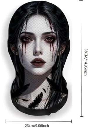 قناع وجه "بالاكلافا" من Mysouq بتصميم "Dark Cry" (خيوط شبكية بنمط الريش) | مصنوع من الميكروفايبر بنسبة 100%، جيد التهوية ورقيق، المقاس 38 × 23 سم، مناسب لأزياء الهالوين ونمط "البانك" الداكن.