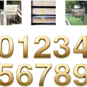 أرقام منزلية مطلية كهربائياً 0-9، بلاستيك ABS متين، سهلة التركيب، مناسبة للمنازل والشقق وصناديق البريد، 10 قطع، لون ذهبي