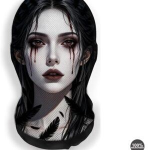 قناع وجه "بالاكلافا" من Mysouq بتصميم "Dark Cry" (خيوط شبكية بنمط الريش) | مصنوع من الميكروفايبر بنسبة 100%، جيد التهوية ورقيق، المقاس 38 × 23 سم، مناسب لأزياء الهالوين ونمط "البانك" الداكن.