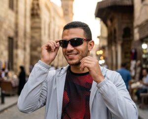 نظارات شمسية رياضية كلاسيكية ملفوفة من متجر MySouq-Store [قطعة واحدة] للرجال أو النساء، إطار أسود نصف إطار مع أطراف مصبوبة وعدسات عاكسة
