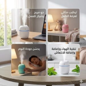 61DxIKChlVL._AC_SL1024_ مرطب هواء صغير يعمل بمنفذ USB، موزع رذاذ بارد مدمج مع إضاءة LED، محمول للاستخدام المنزلي والمكتبي، 10 سم × 8 سم