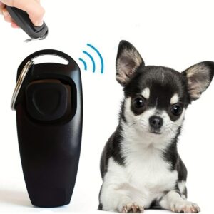 اداة نقر وصفارة لتدريب الكلاب 2 في 1 من ماي سوق ايج، محمولة مع حلقة مفاتيح، توقف النباح وتعلم الجلوس والعودة والمزيد - (لون عشوائي)