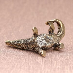 تمثال تمساح نحاسي عتيق مصغر، تمثال تمساح برونزي عتيق، صب الشمع المفقود، 4.1 × 3.2 سم ديكور مكتب فينغ شوي للمنزل