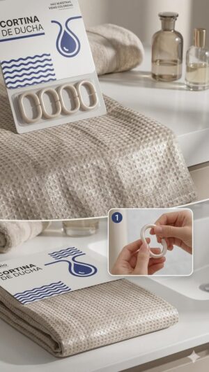 71MgxJ5kkdL._AC_SL1365_ ستارة حمام (قطعة واحدة)، مصنوعة من 50% إيثيلين فينيل أسيتات و50% بولي إيثيلين، مقاس 180×180 سم، مع 12 حلقة تثبيت.