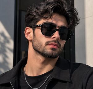 نظارات شمسية كبيرة الحجم بتصميم طيار، عدسات ملونة، إطار معدني أسود، تصميم هندسي مربع، للجنسين