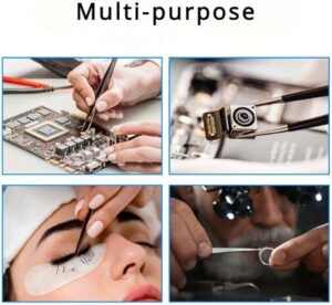 617CQP3HMqL._AC_SX679_ طقم ملقط متعدد الاستخدامات مكون من 3 قطع برؤوس مدببة ومنحنية ومسطحة | مصنوع من الفولاذ المقاوم للصدأ، ومقاوم للصدأ، ومزود بمقبض مانع للانزلاق، ومثالي للأعمال الحرفية والإصلاحات، مع تحكم دقيق.